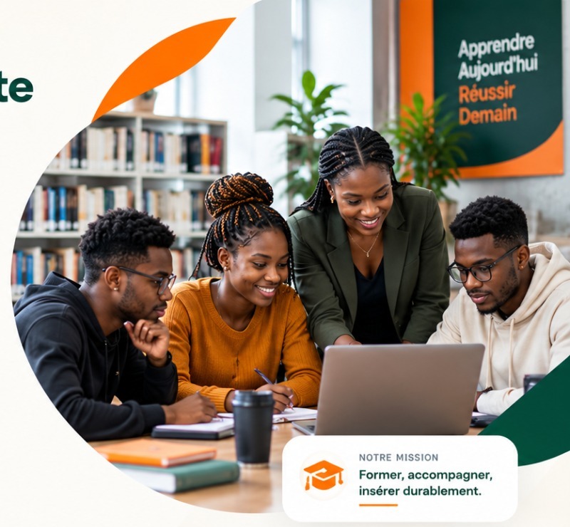 Apprenants CEFICI travaillant ensemble sur un ordinateur portable